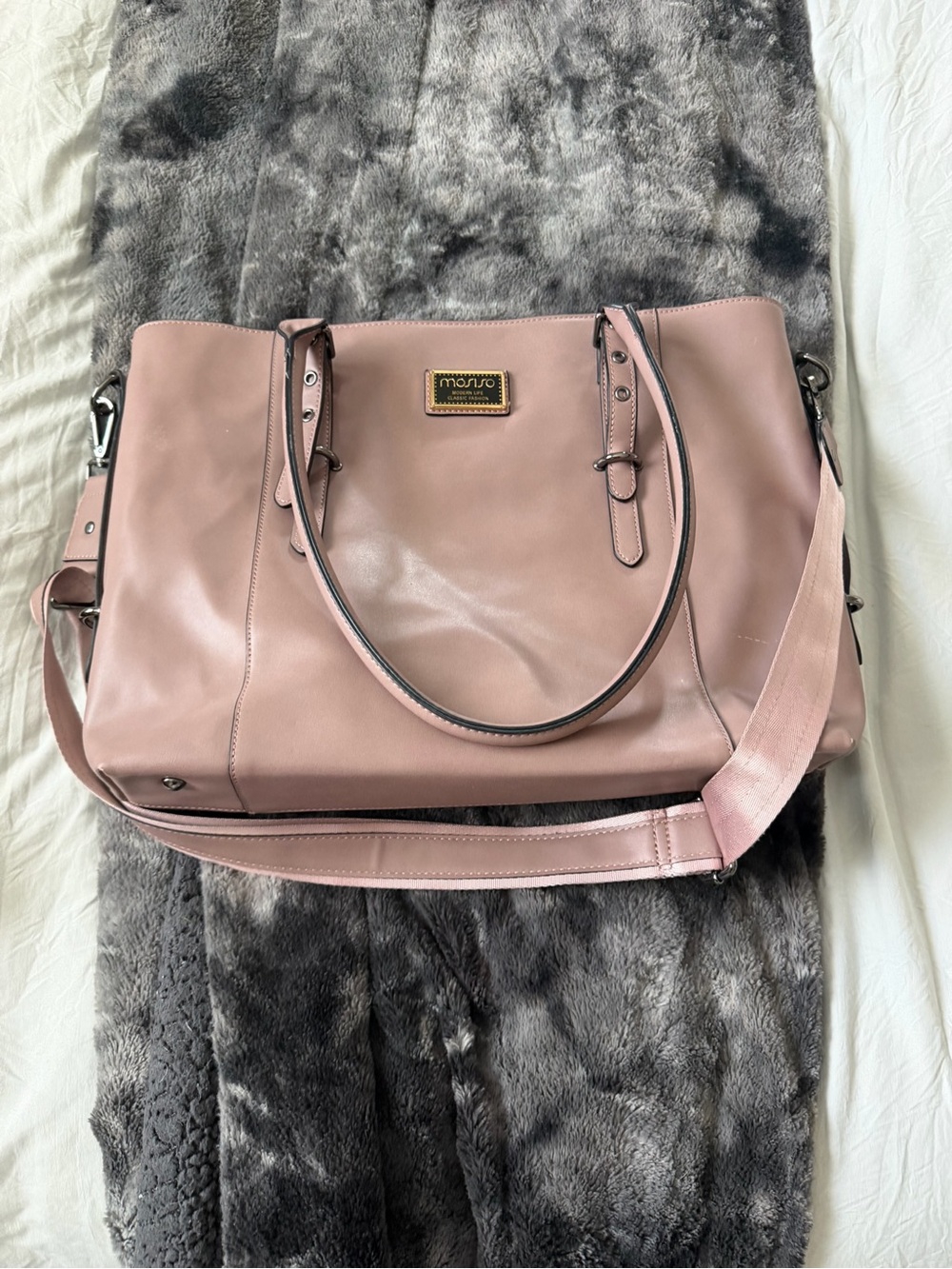 Mosiso Soft Mauve Pink Tote with Removable Crossbody Strap